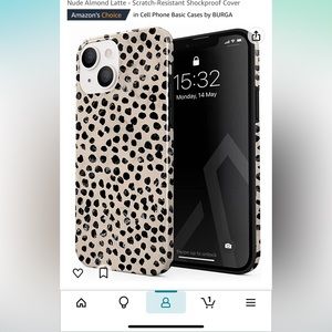 iPhone 11 case Nude Almond Latte black polka dot